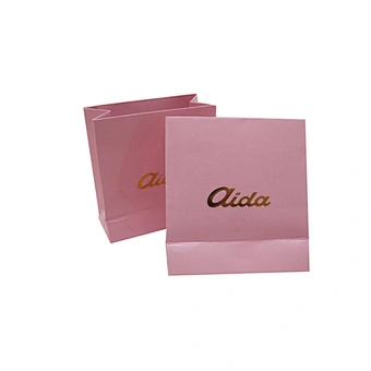 Pink Hot Stamping Wholesale Low Cost Paper Bag with Handles